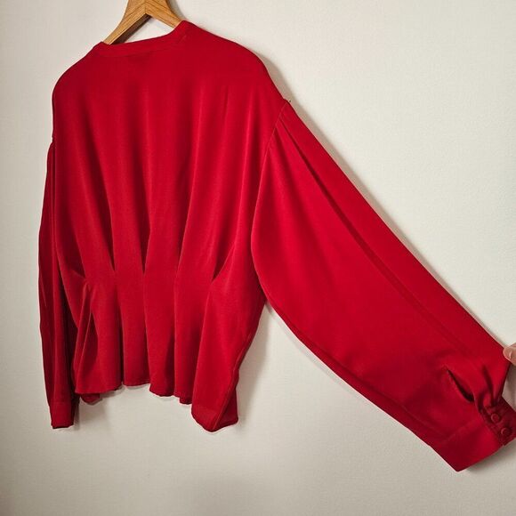 EUC LIKE NEW EXPRESS RED PEPLUM PLEATED LONGSLEEVES TOP SIZE LARGE - Picture 3 of 14